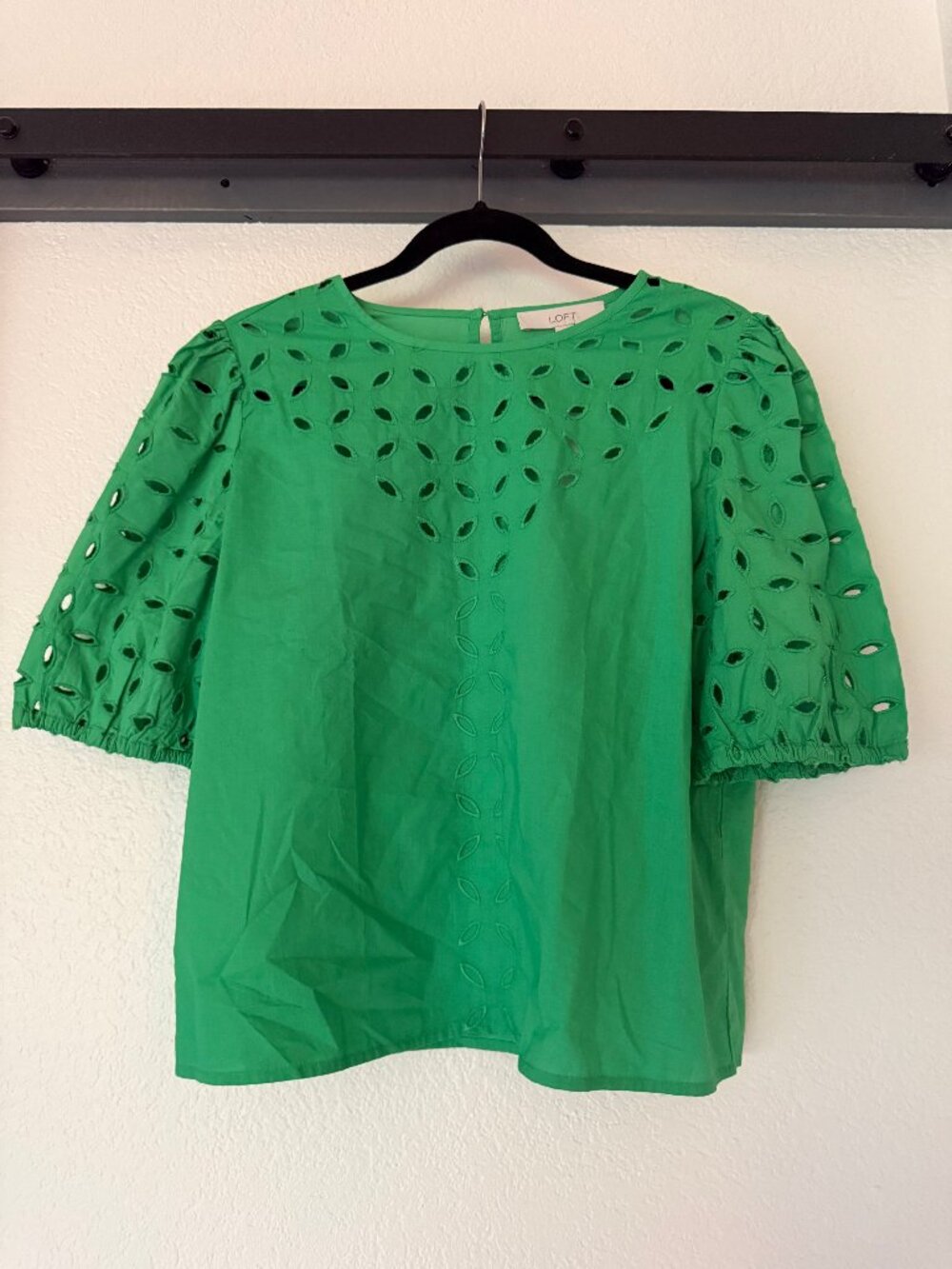 LOFT Eyelet Puff Sleeve Blouse